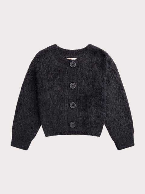 Black Feather Knit Cardigan
