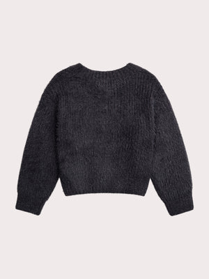 Black Feather Knit Cardigan