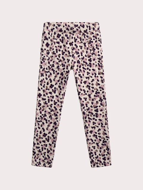 Cream Floral Print Fleece Lined Leggings