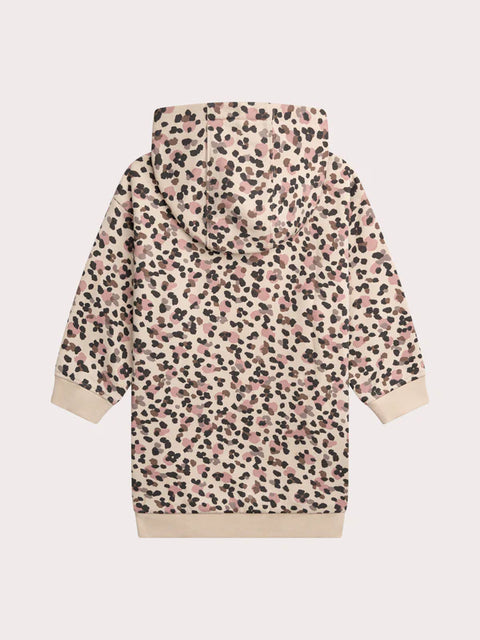 Cream Floral Print Hooded Sweatshirt Dress