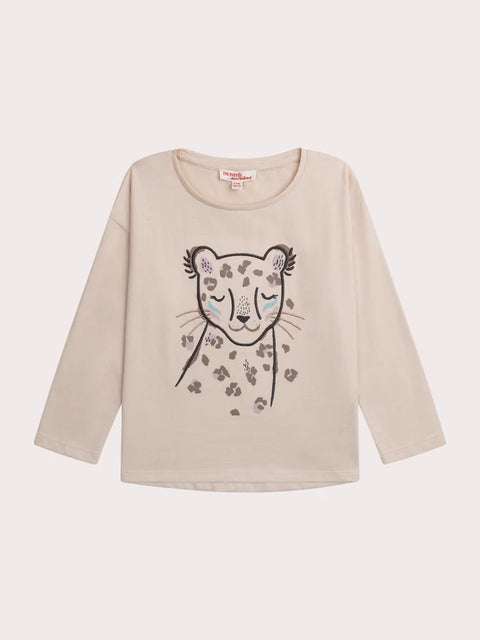 Cream Panther Animation Cotton T-shirt