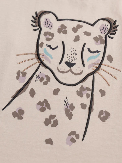Cream Panther Animation Cotton T-shirt