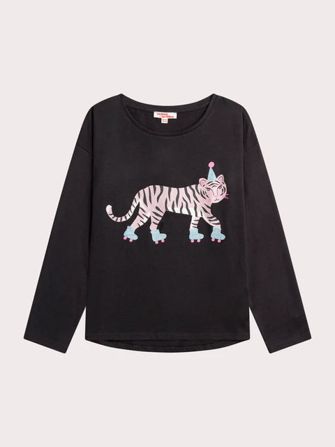 Black Tiger Animation Cotton T-shirt