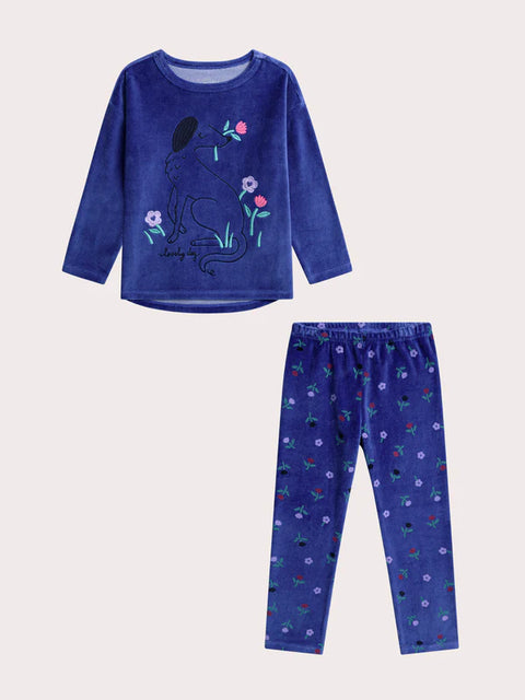 Blue Dog Animation Velour Pyjamas