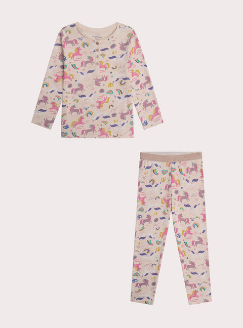 Pink Unicorn Print Cotton Pyjamas