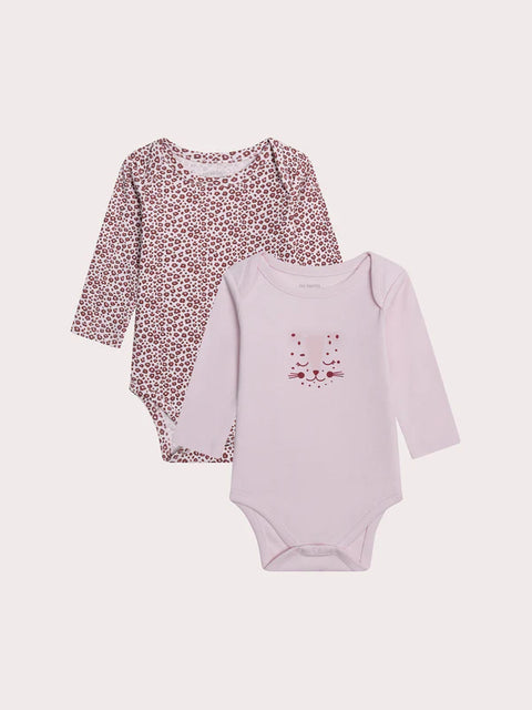 Pink 2 Pack Long Sleeve Cotton Bodysuits