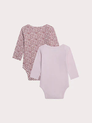 Pink 2 Pack Long Sleeve Cotton Bodysuits