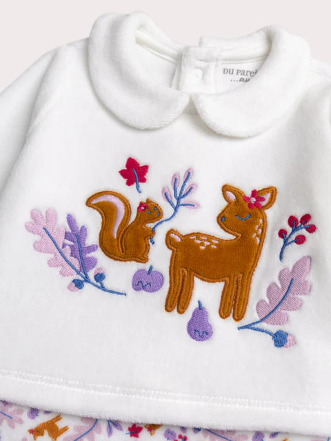 Cream Forest Animation Velour Sleepsuit