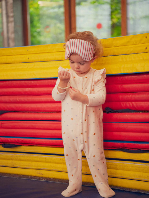 Peach Velour Sleepsuit
