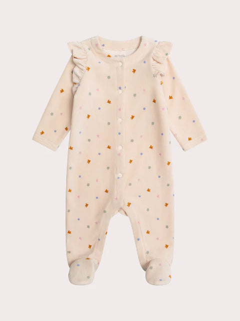 Peach Velour Sleepsuit