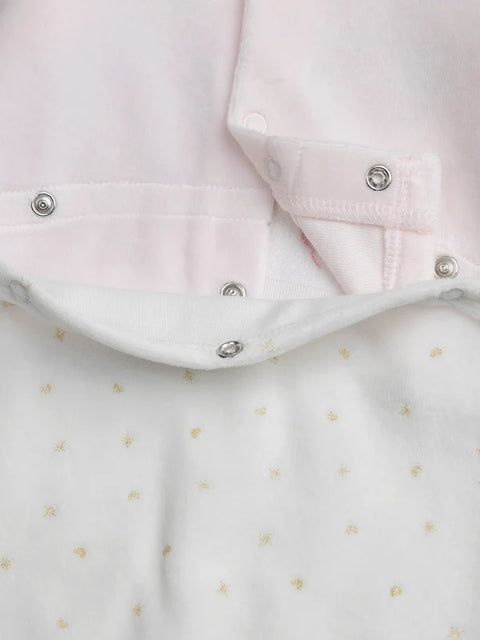 Pink Velour Christmas Sleepsuit