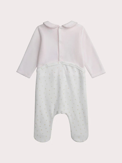 Pink Velour Christmas Sleepsuit