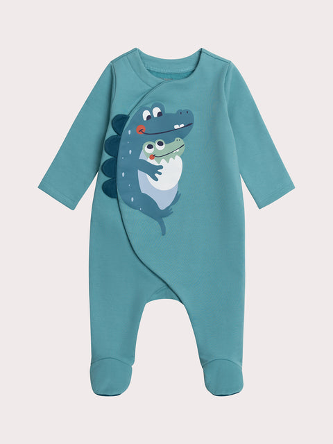 Green Crocodile Animation Cotton Fleece Sleepsuit