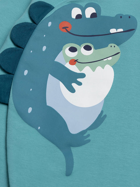Green Crocodile Animation Cotton Fleece Sleepsuit