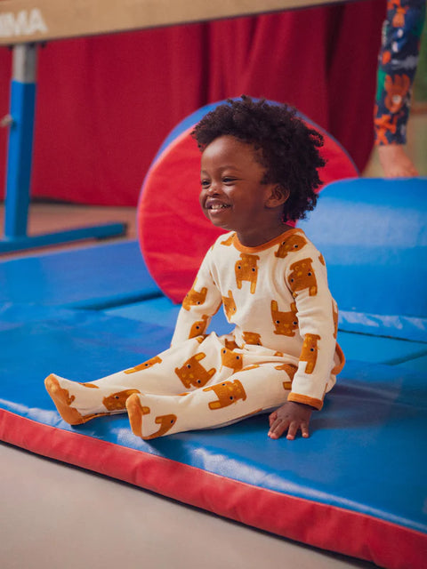 Cream Velour Rabbit Animation Sleepsuit