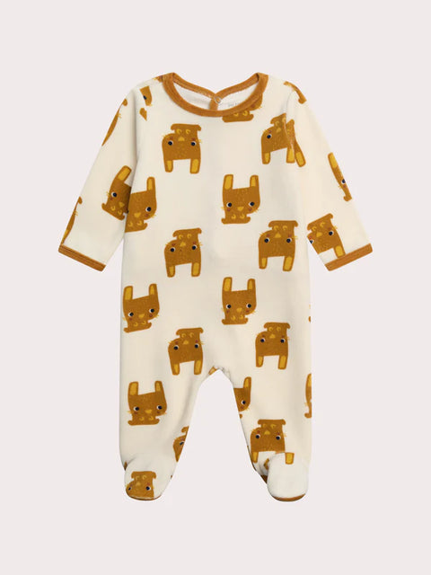 Cream Velour Rabbit Animation Sleepsuit