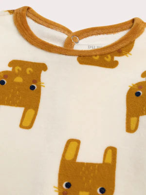 Cream Velour Rabbit Animation Sleepsuit