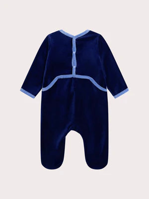 Blue Leopard Animation Velour Sleepsuit