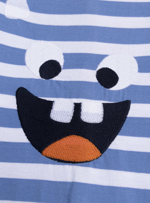 Blue Stripe Monster Animation Cotton Sleepsuit