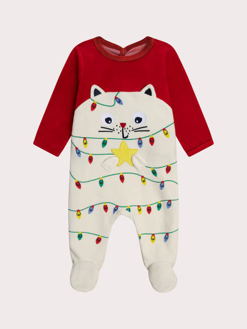 Red Velour Christmas Sleepsuit