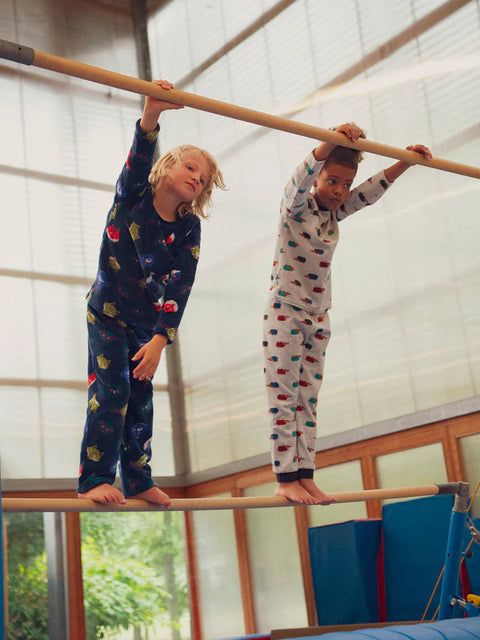 Navy Soft Boa Animal Print Pyjamas