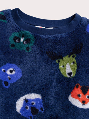 Navy Soft Boa Animal Print Pyjamas