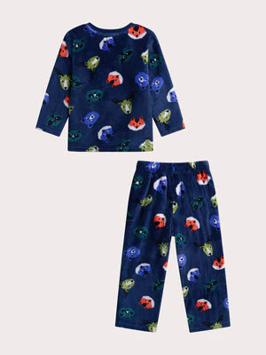 Navy Soft Boa Animal Print Pyjamas