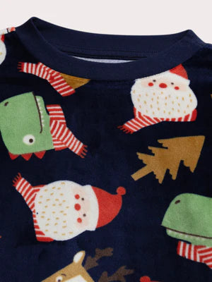 Navy Velour Christmas Pyjamas