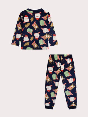 Navy Velour Christmas Pyjamas