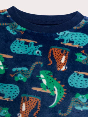 Navy Jungle Animal Animation Velour Pyjamas