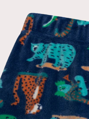 Navy Jungle Animal Animation Velour Pyjamas