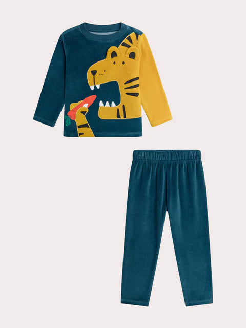 Navy Lion Animation Velour Pyjamas