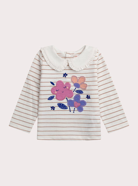 Cream Cotton Collared T-shirt