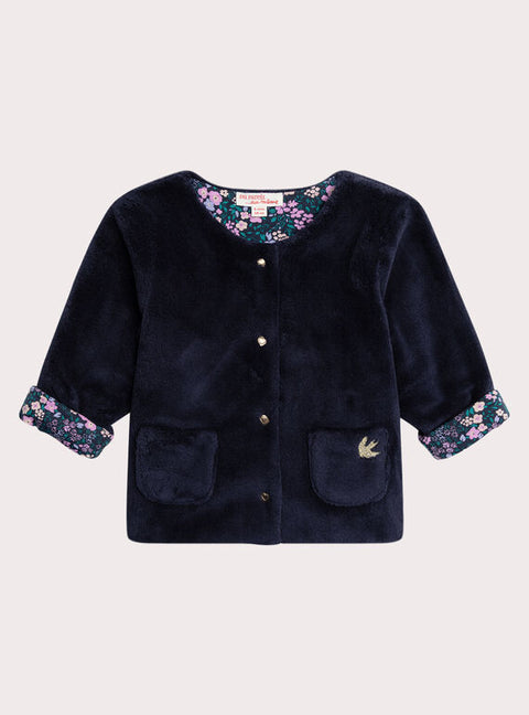 Reversible Navy Faux Fur Jacket