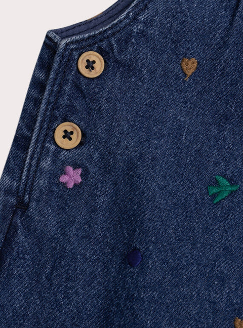 Embroidered Denim Dungarees
