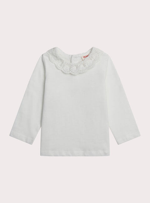 Cream Collared Cotton T-shirt