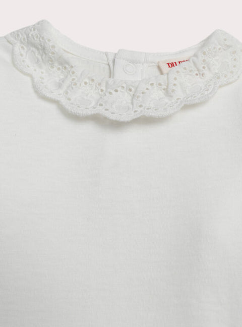 Cream Collared Cotton T-shirt