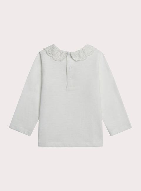 Cream Collared Cotton T-shirt