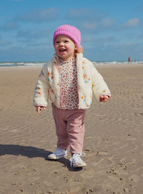 Cream Faux Sheepskin Floral Print Jacket