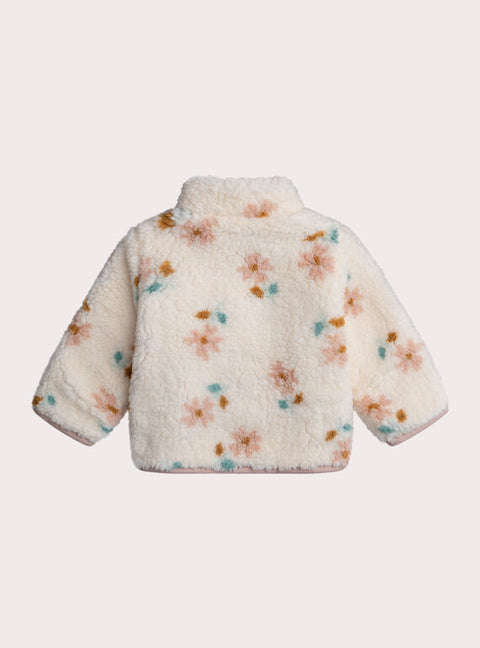 Cream Faux Sheepskin Floral Print Jacket