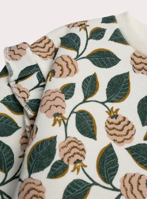 Floral Print Cotton Fleece Sweatshirt With Leggings