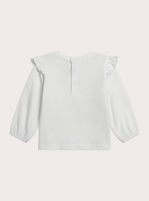 Cream Cat Print Cotton T-shirt
