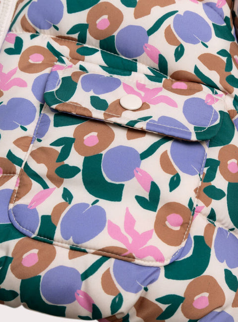Lined Floral Print Hooded Coat