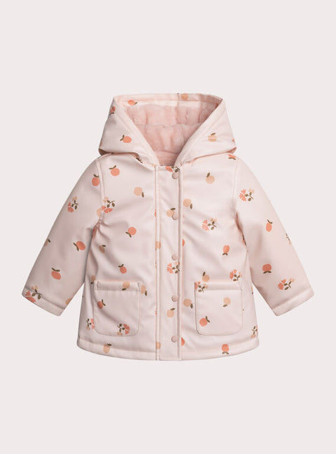 Pink Faux Fur Lined Hooded Raincoat