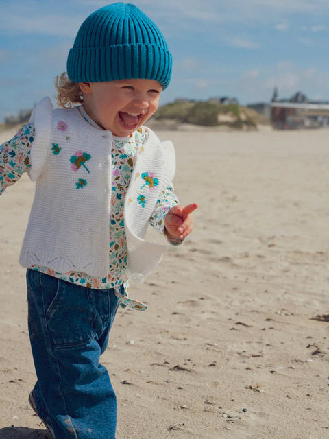 Cream Floral Embroidered Gilet