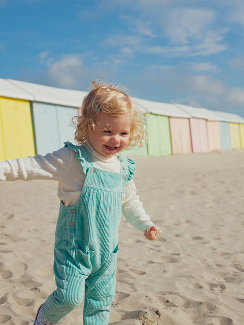 Lined Turquoise Corduroy Dungarees