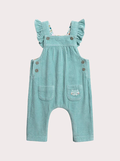 Lined Turquoise Corduroy Dungarees