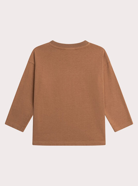Brown Dog Print Cotton T-shirt