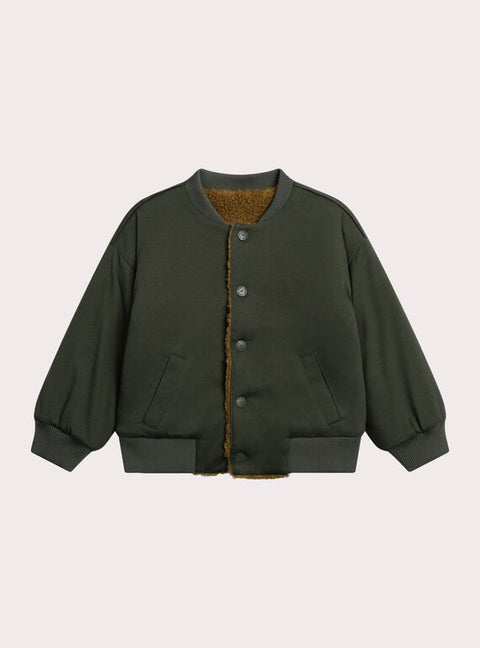 Reversible Brown Faux Sheepskin Baseball Jacket