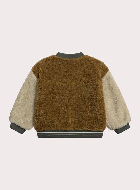 Reversible Brown Faux Sheepskin Baseball Jacket